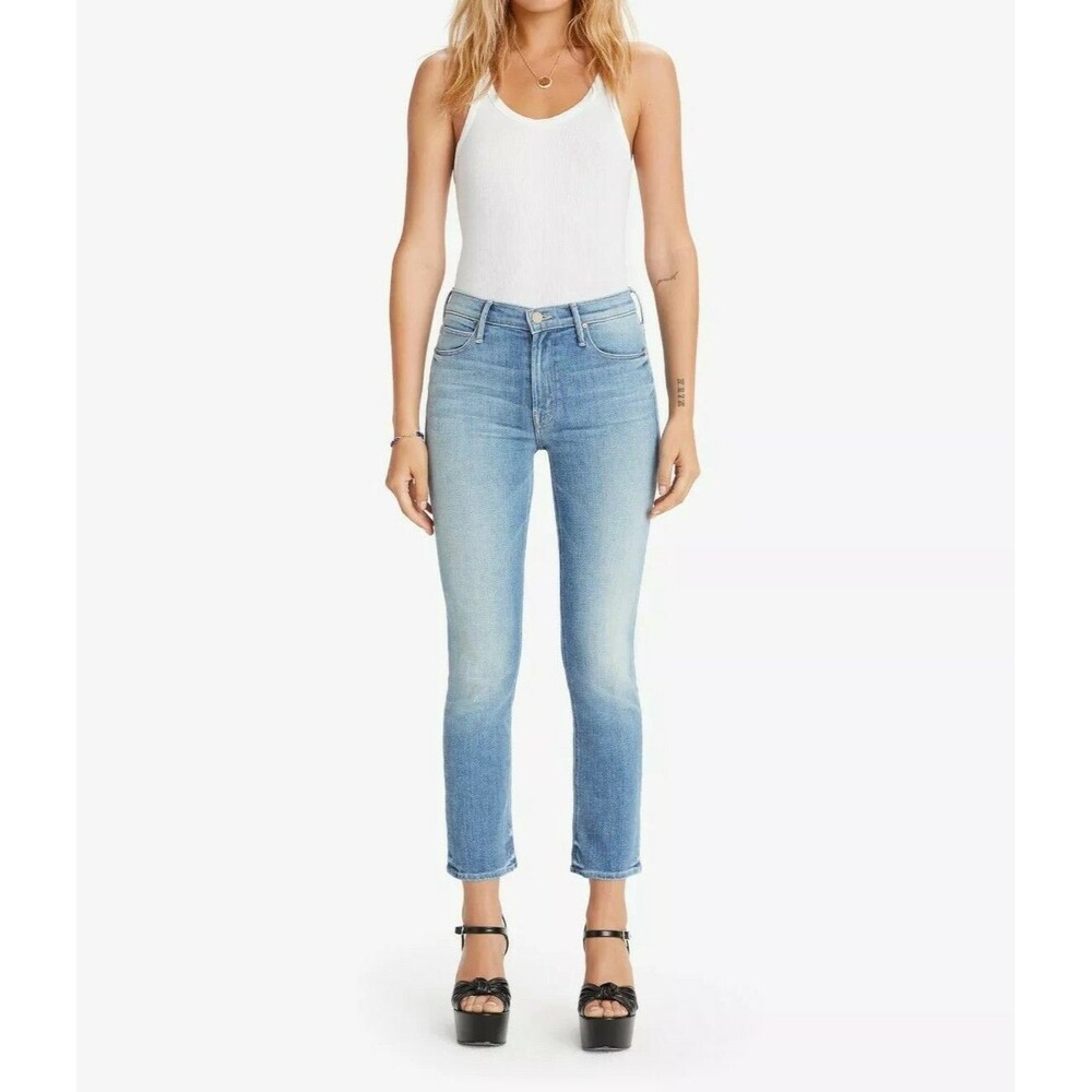 MOTHER The Dazzler Ankle Straight Jeans Camp Expert Light Wash NWT Size 24 25